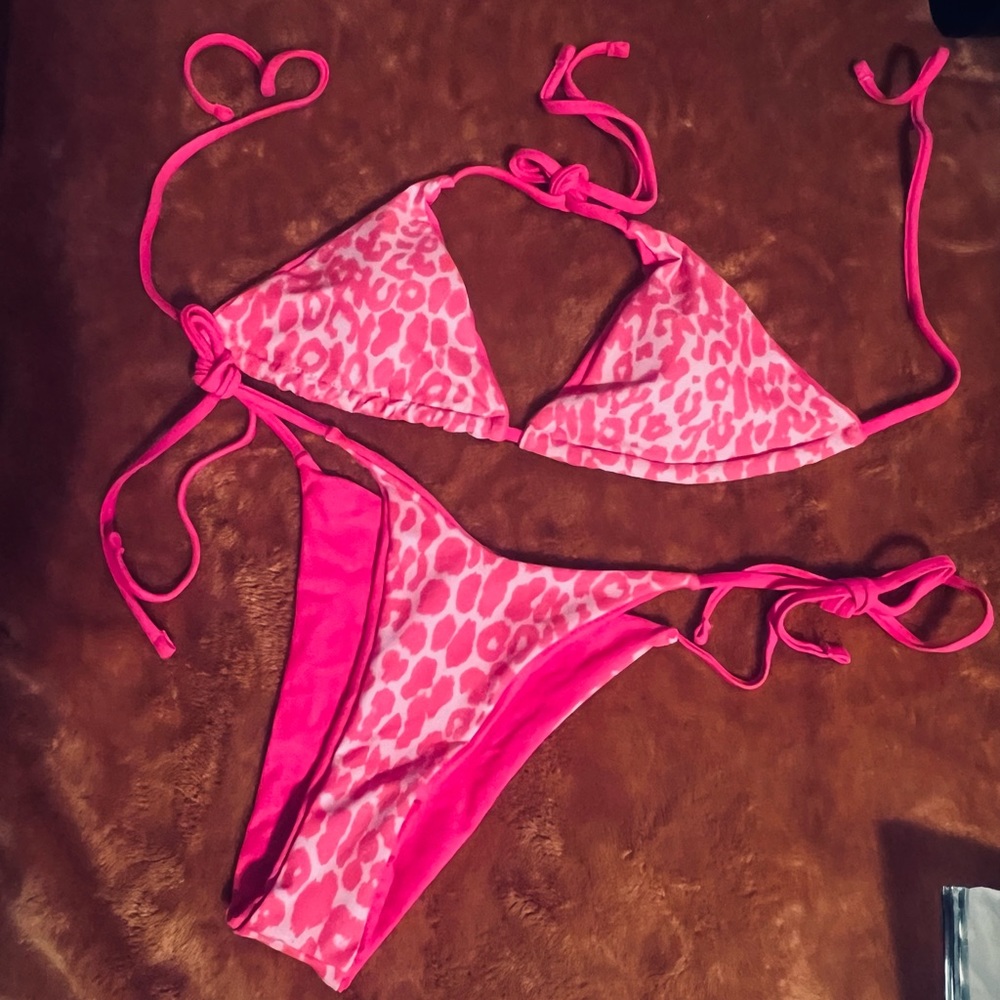 Pink Leopard String Bikini